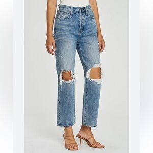 Pistola Cassie Super HighRise Straight Crop Blossom Distressed Women Jeans sz 25